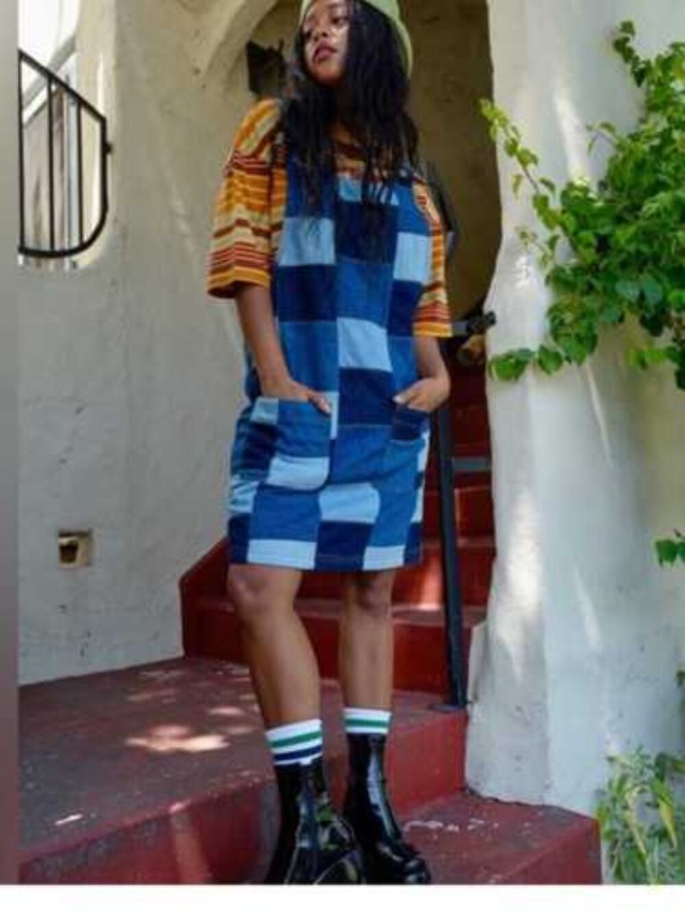 Lucy & Yak Layla Denim Dress Paige Patchwork Pinafore UK 24 / US 20
